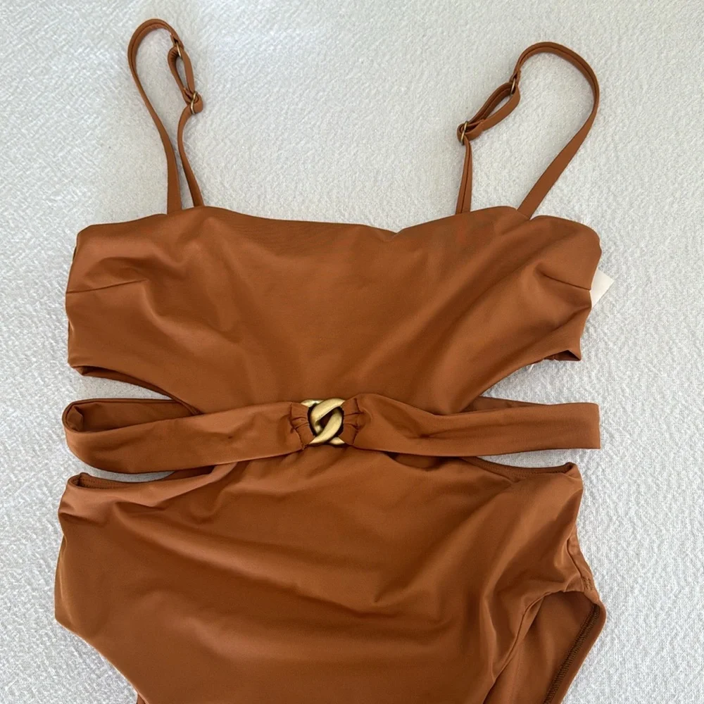 VITAMIN A Luxe Link Belted One Piece - Bronze ReLux, $200
